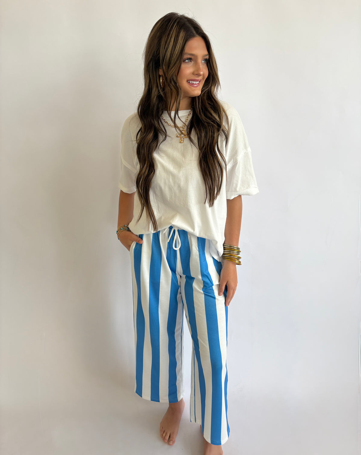 Denim/Ivory Stripe Pant