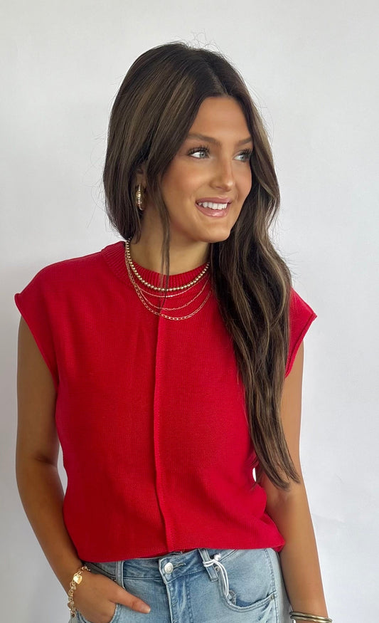 Center Seam Sweater-Ruby