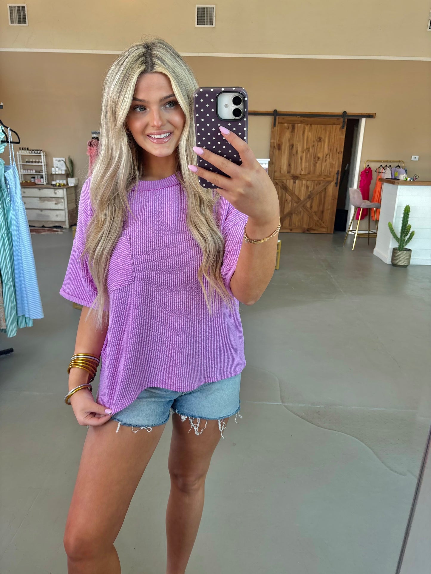 Raised Rib Pocket Top