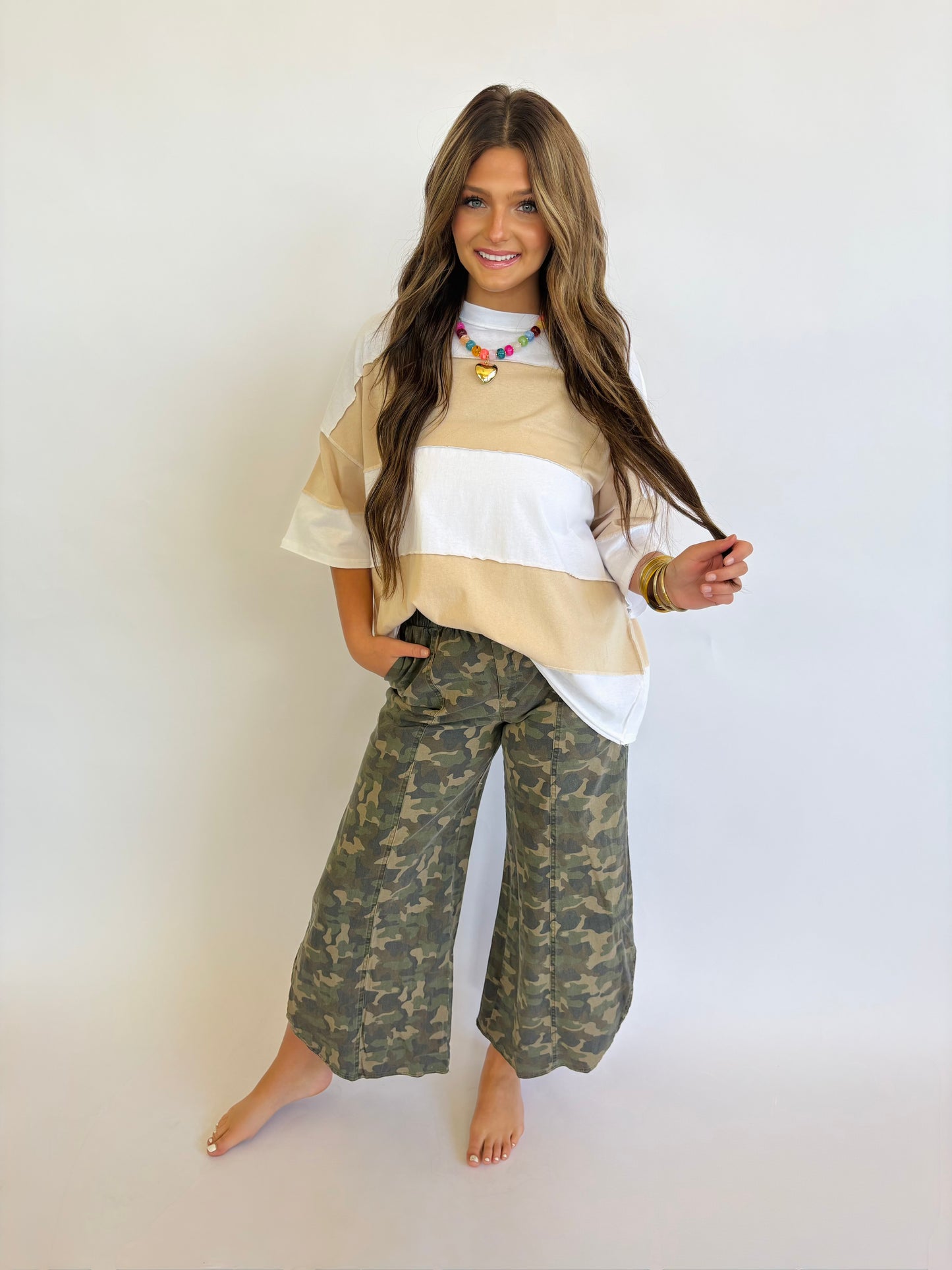 Color Block Stripe Top - Oat