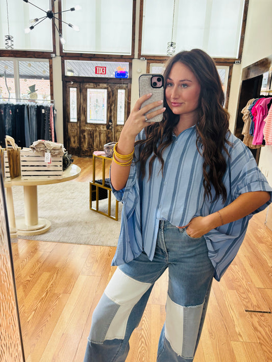 Zenana Blue Stripe Top