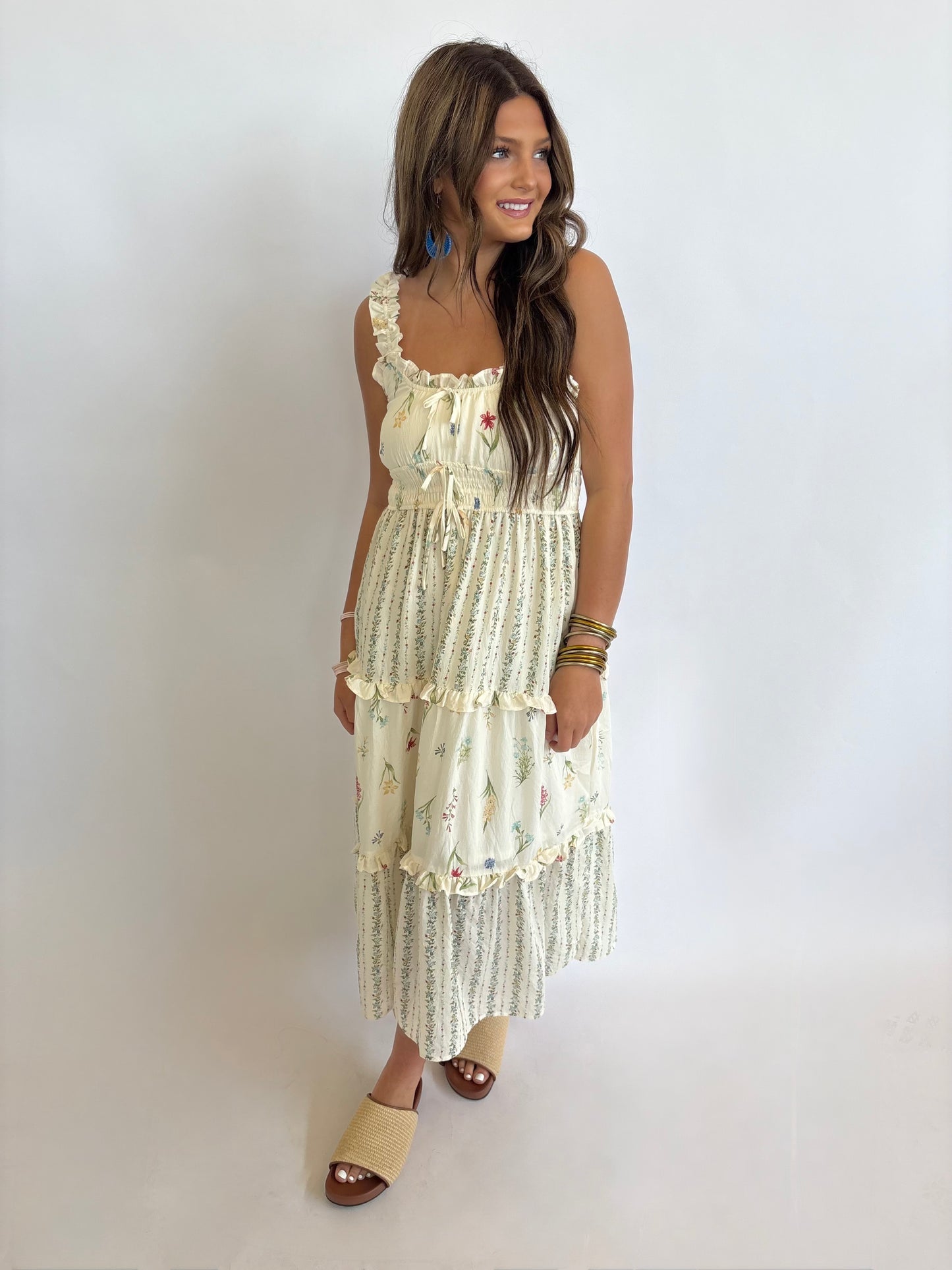 Floral ColorBlock Tiered Dress