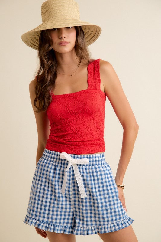 Blue Ruffle Bottom Shorts