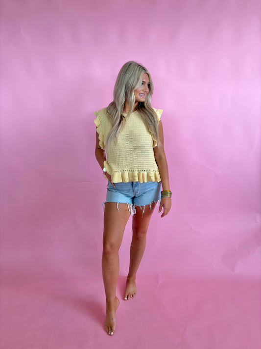 Ruffled Sweater Knit Top