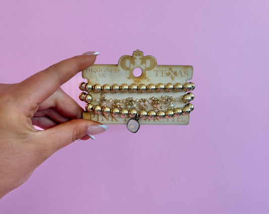 Gold & Pink Bracelet Set