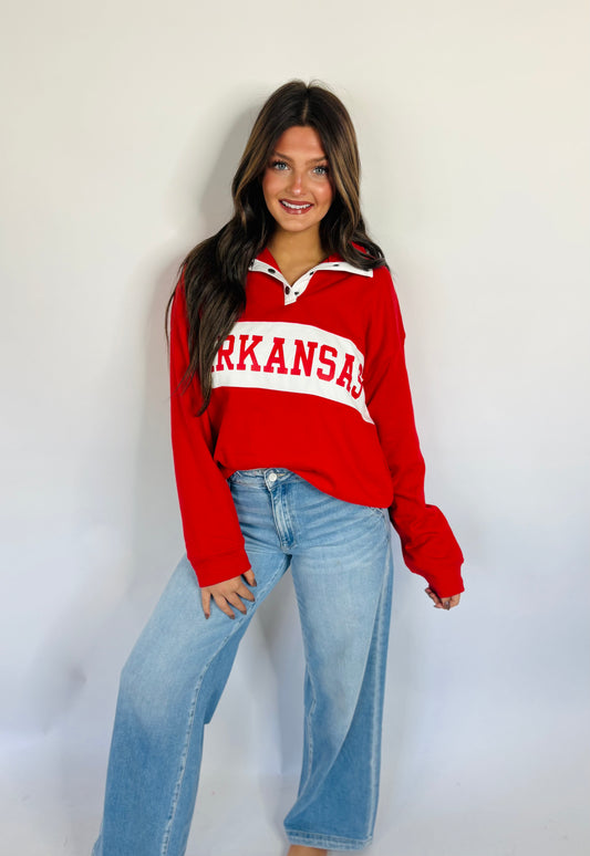Red Arkansas Mock Neck