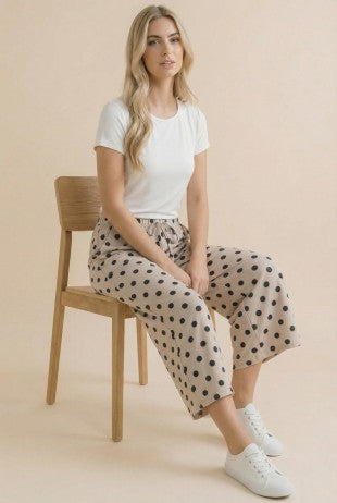 Elastic Waist Polka Dot Pant