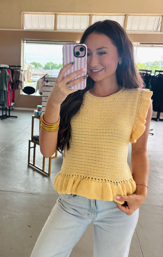 Ruffled Sweater Knit Top