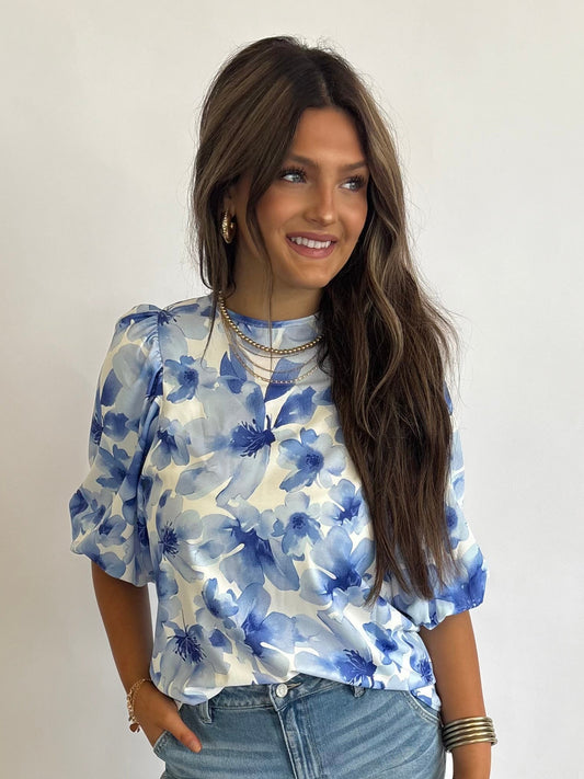 Floral Blouse-Blue