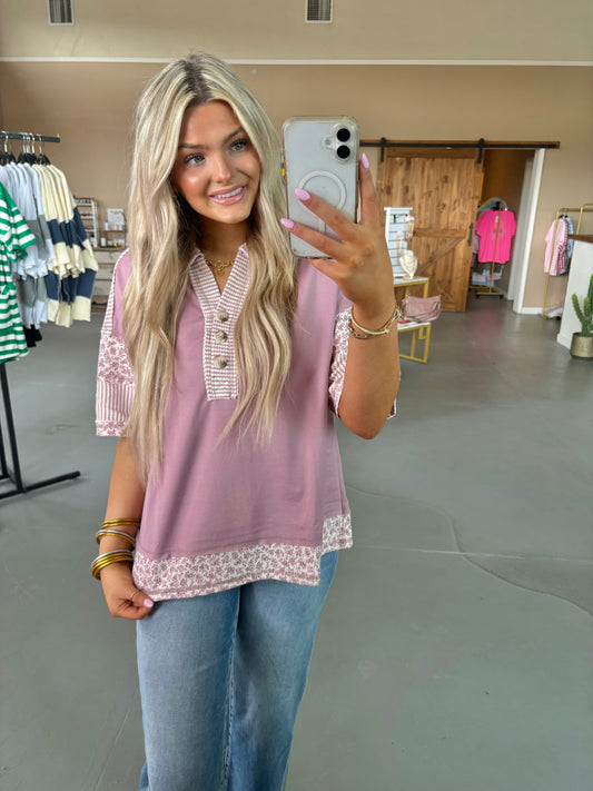 Very J Half Button Top