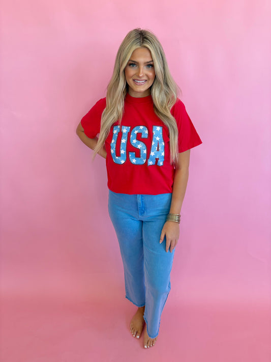 Red USA Tee