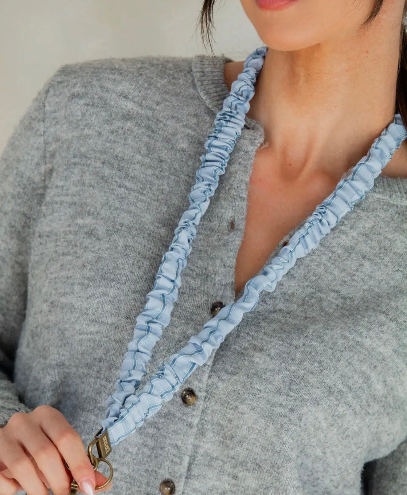 Blue Gingham Lanyard