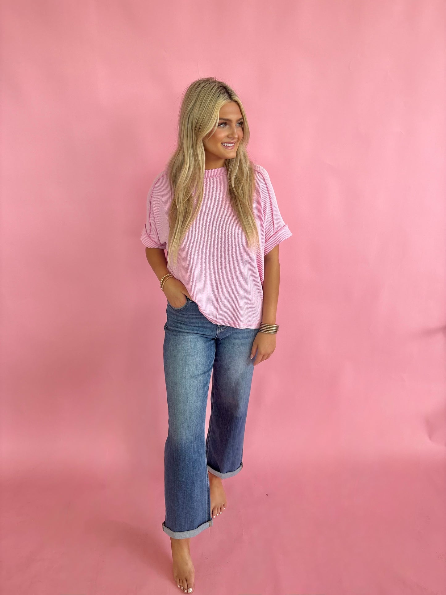 Zenana Rib Top - Pink