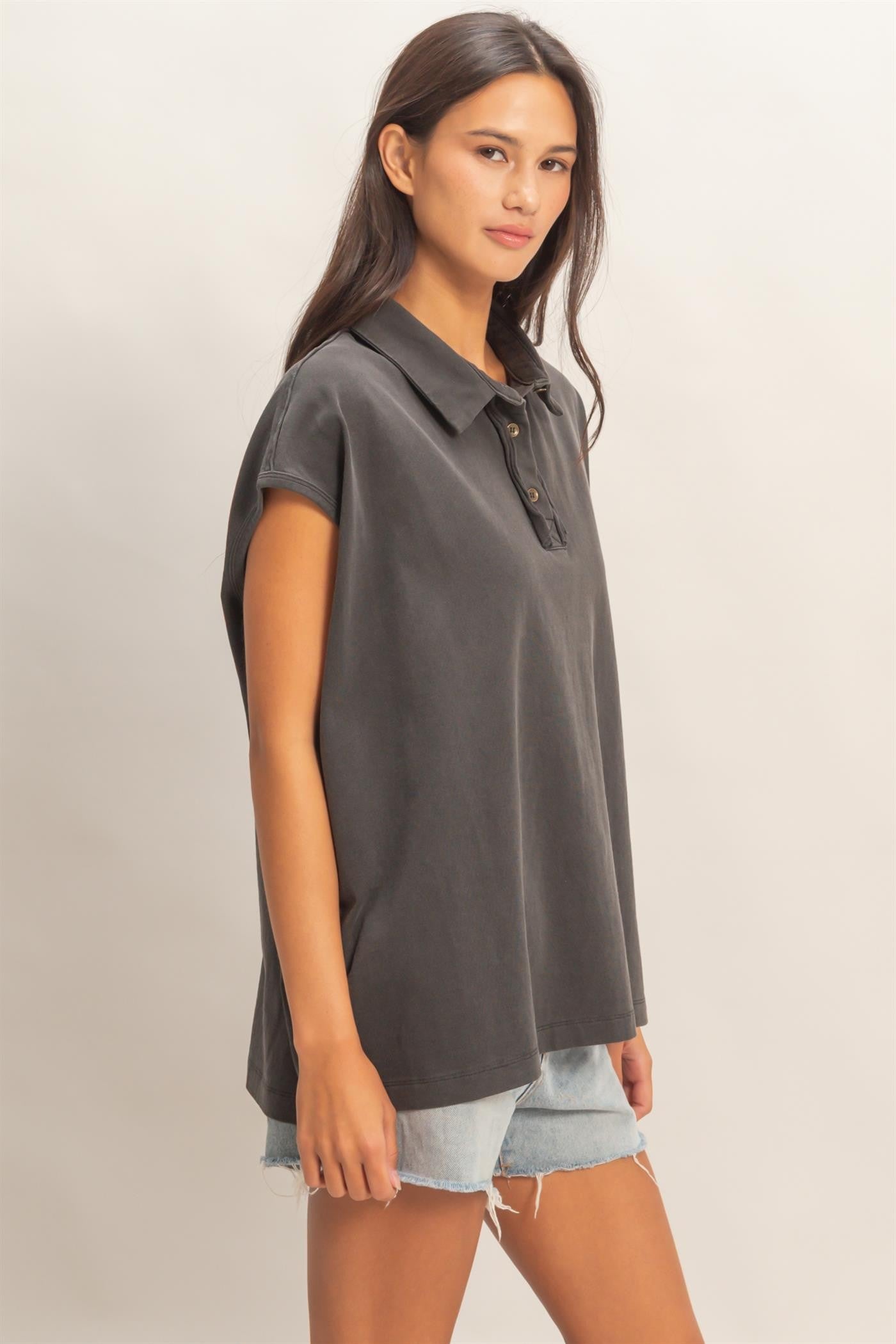 Sleeveless Polo-Black