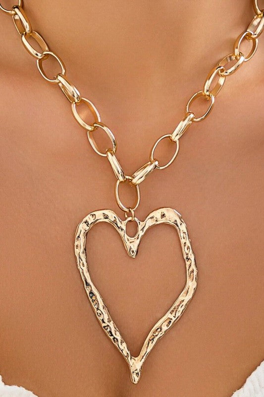 Hammered Open Heart-Gold