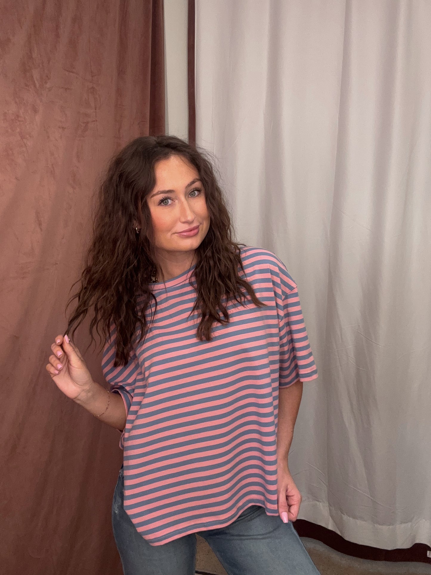 Oversized Boyfriend Tee-Rose