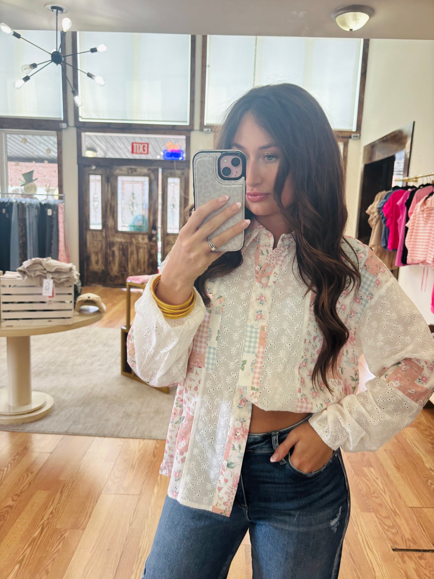 Patchwork Button Up Top