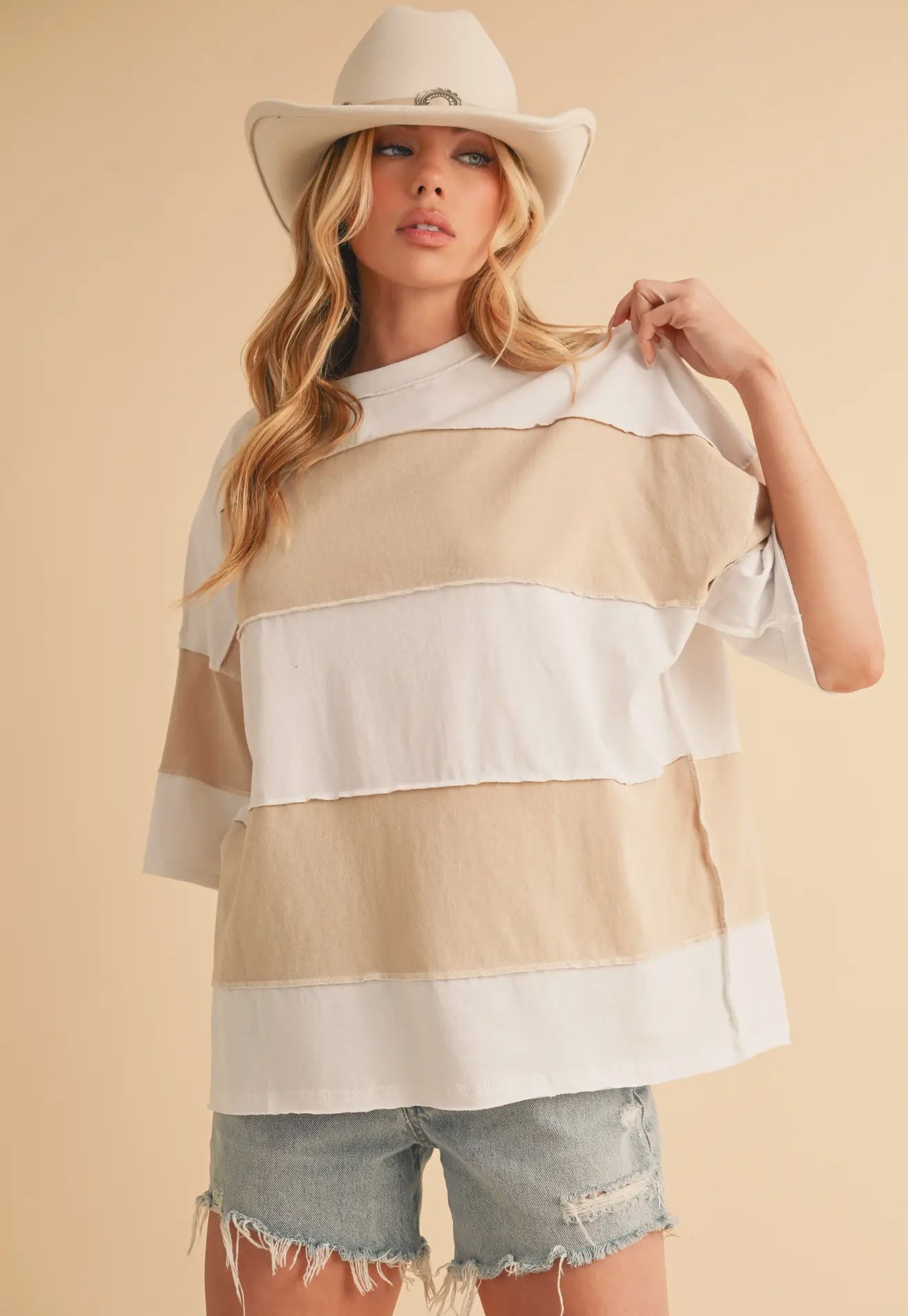 Color Block Stripe Top - Oat