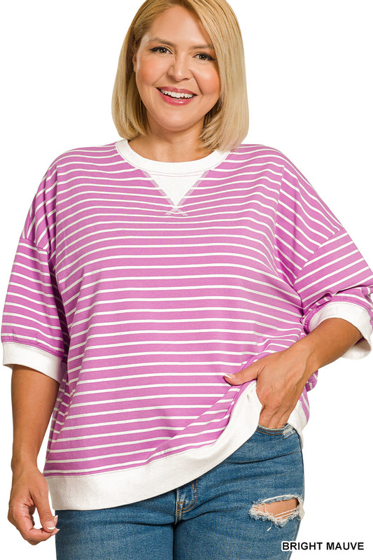 Plus Banded Top-Mauve