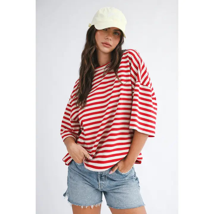 Red Stripe Boyfriend Tee
