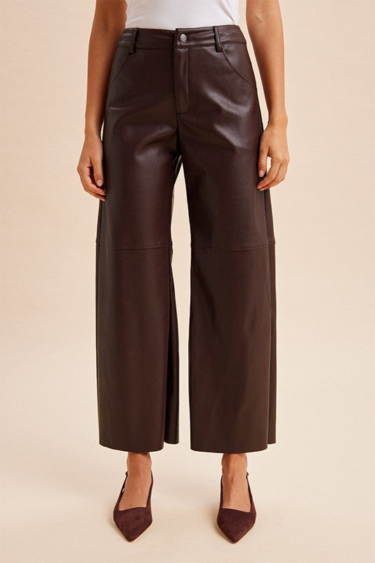 Faux Leather Wide Leg Pant