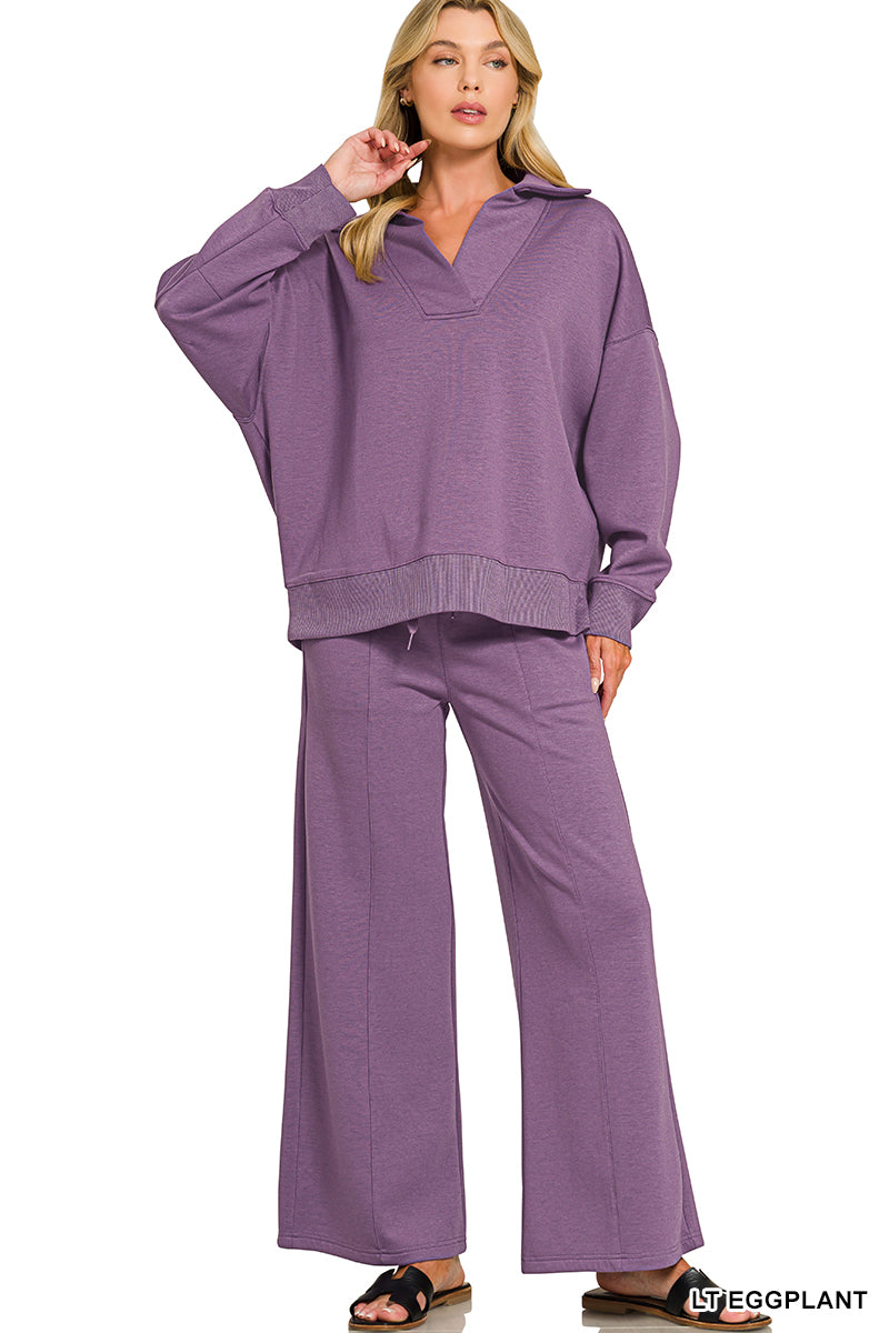 Zenana Collared Set-Purple