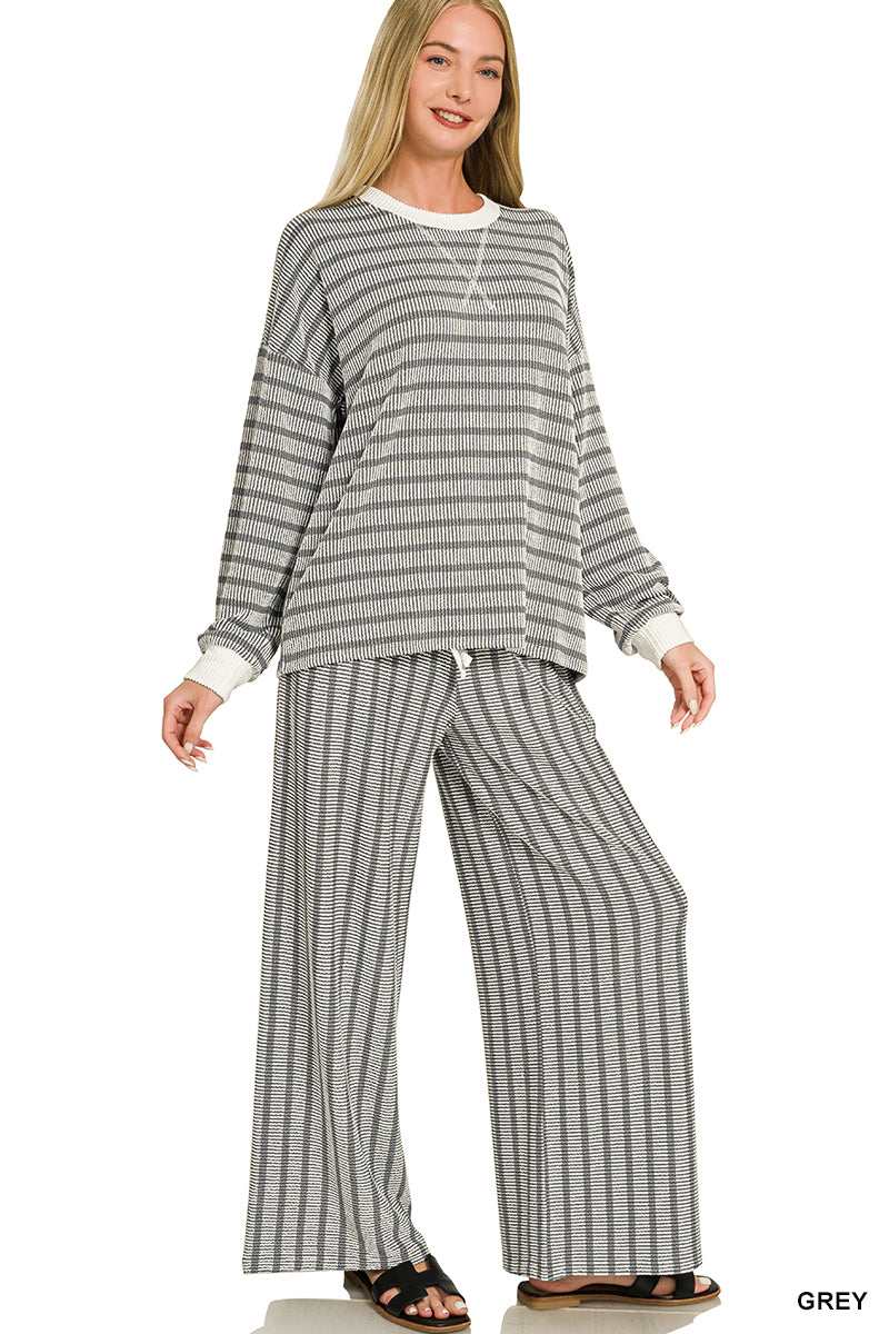 Zenana Stripe Set-Grey