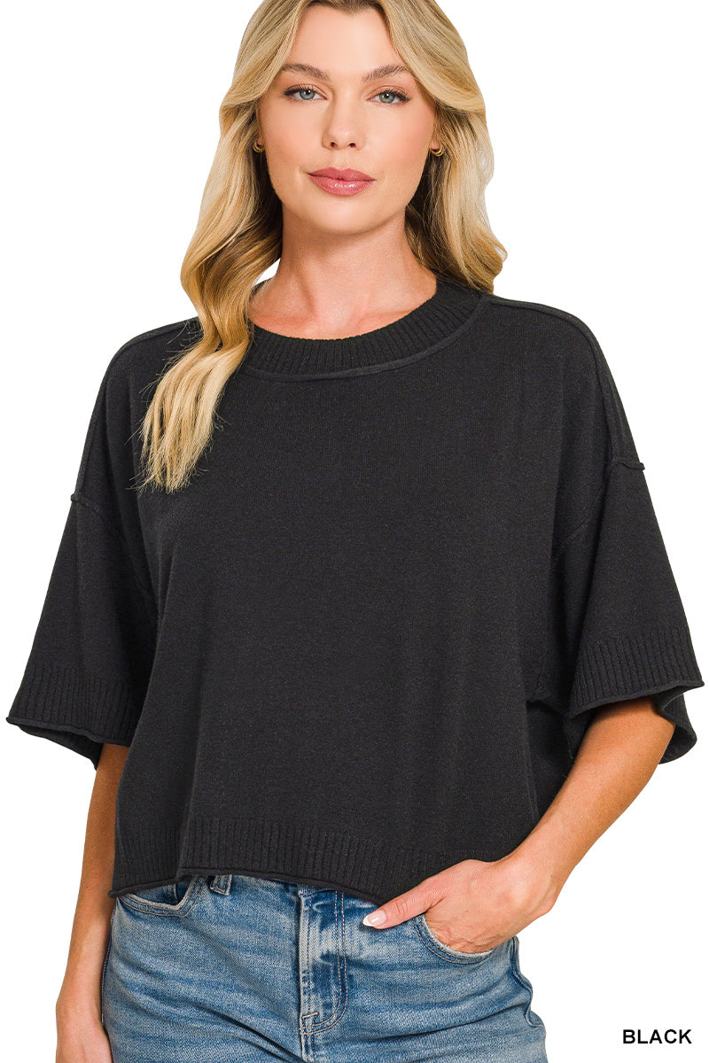 Short Sleeve Sweater-Black