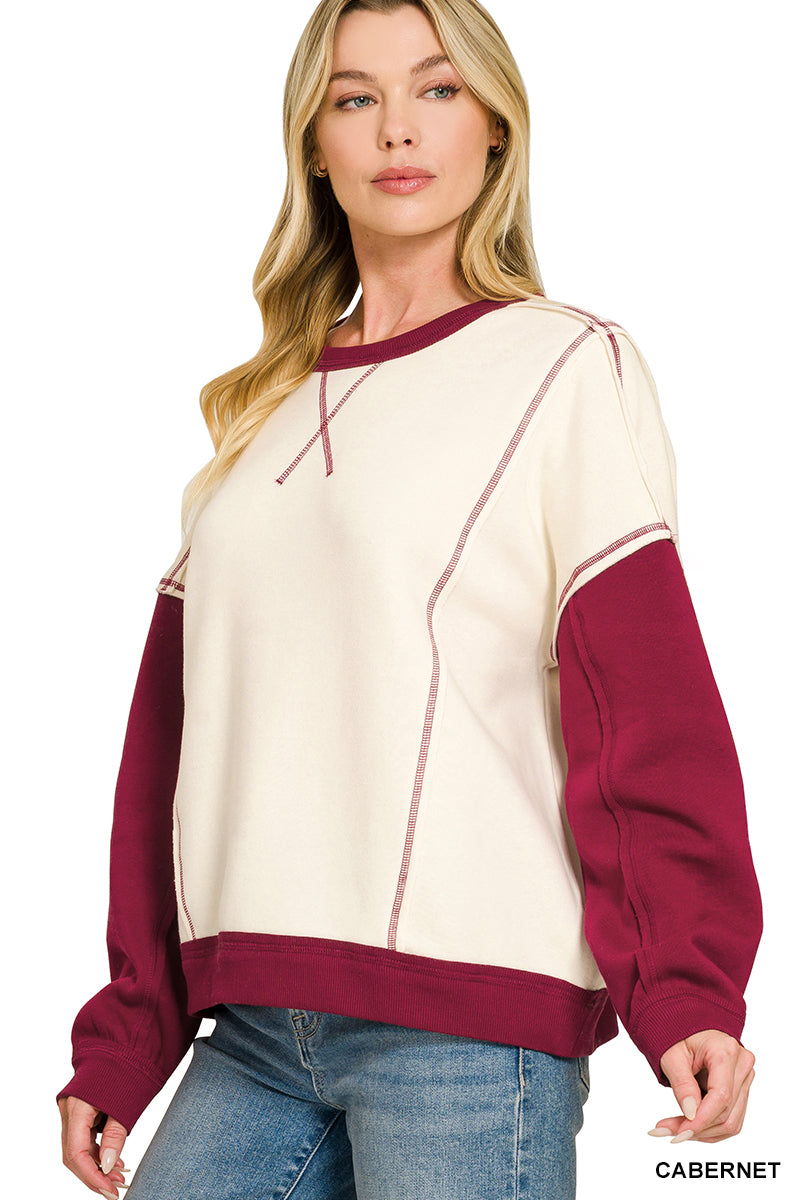 Two Tone Sweater-Cabernat