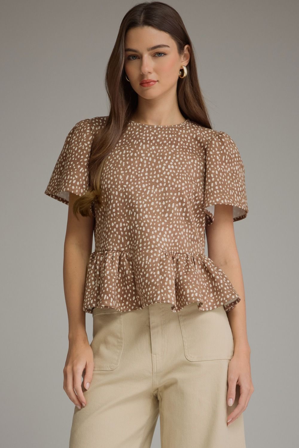 Fawn Print Peplum Top