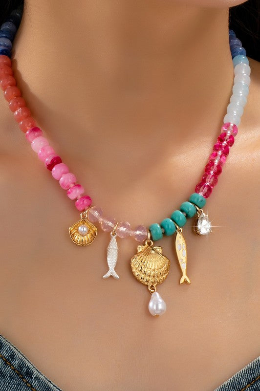Nautical Beaded Charm Necklace