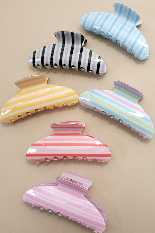 Jumbo Stripe Claw Clips