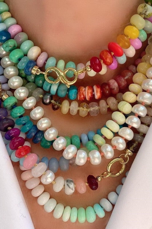 Natural Stone Glass Mixed Necklace