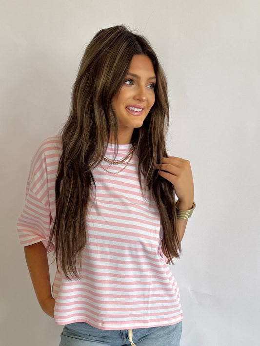 Oversized Boyfriend Tee-Pink
