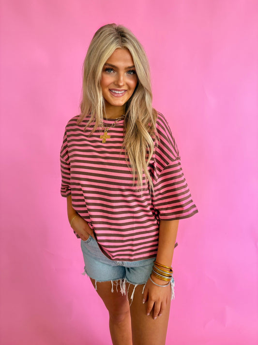 Oversized Boyfriend Tee-Chocolate