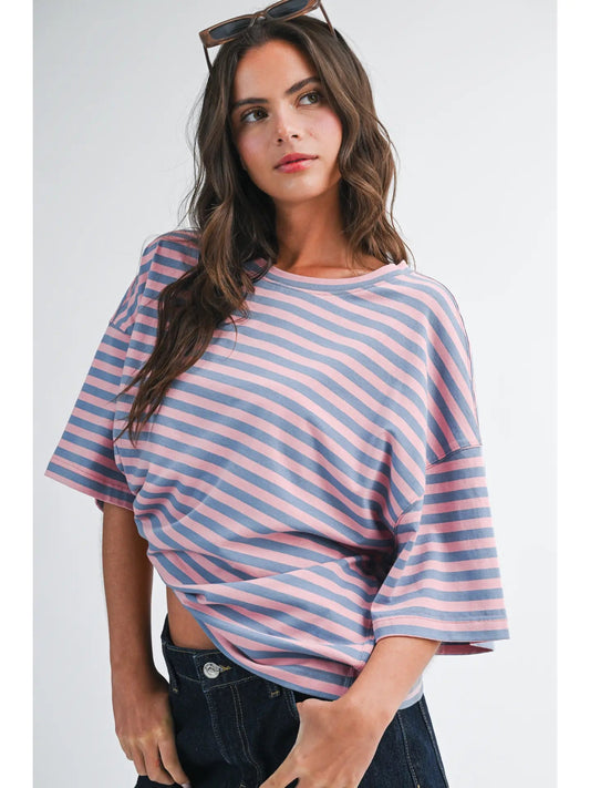 Oversized Boyfriend Tee-Rose