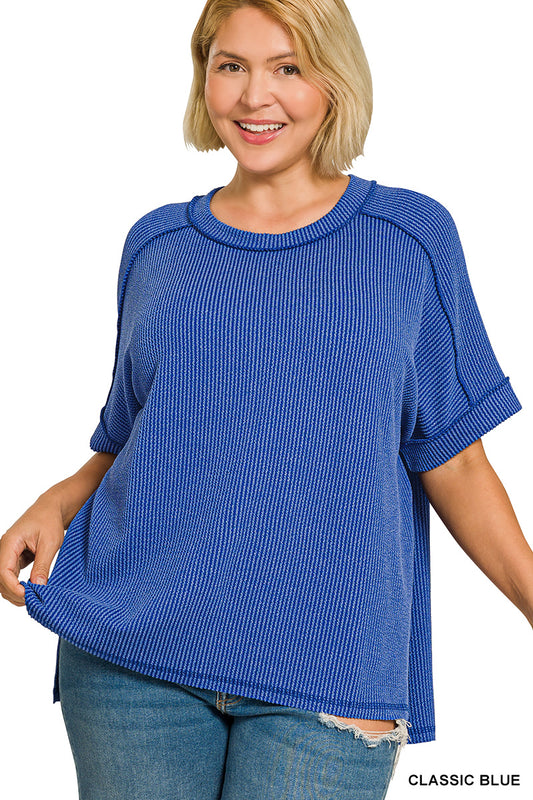 Plus Ribbed Cuff Sleeve - Blue