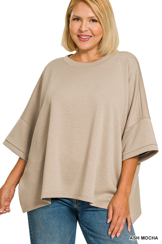 Plus Scuba Top - Ash Mocha