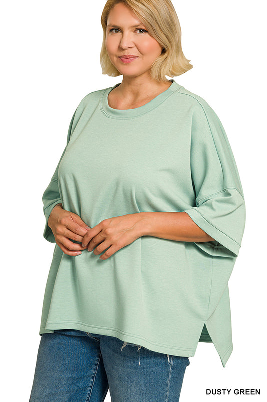 Plus Scuba Top - Dusty Green