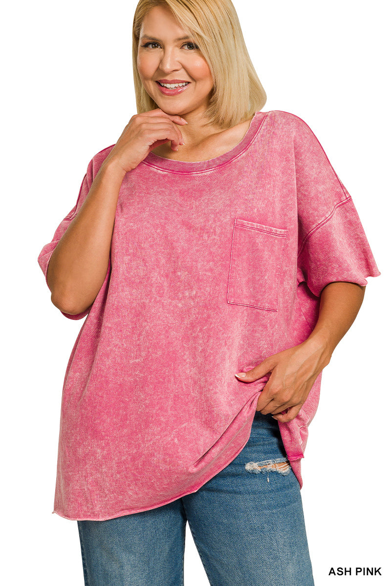Plus French Terry Top - Ash Pink