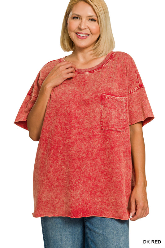 Plus French Terry Top - Dk Red