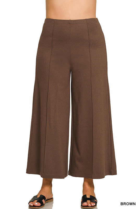 Plus Pintuck Pants - Brown