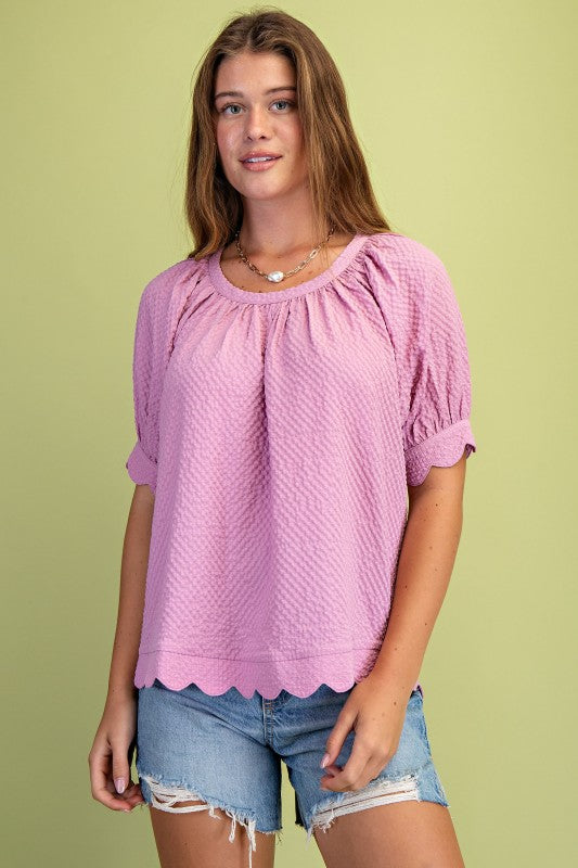 Textured Round Neck Top