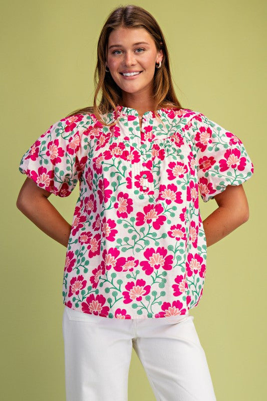 Floral Puff Sleeve