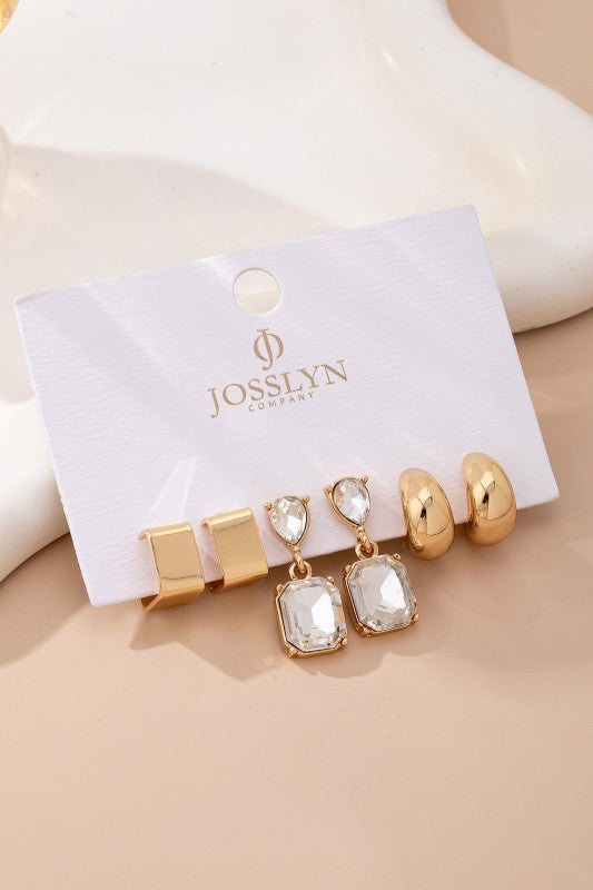 Trio Gold Earring Set