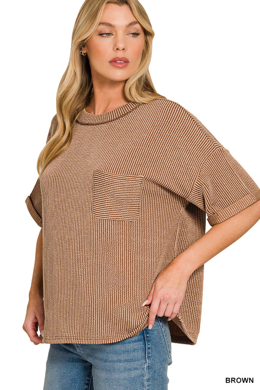 Raised Rib Pocket Top
