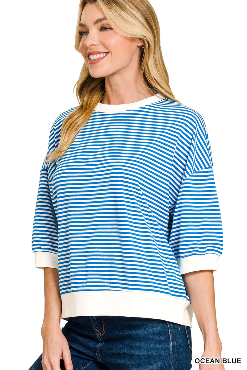 Stripe Banded Top - Ocean Blue