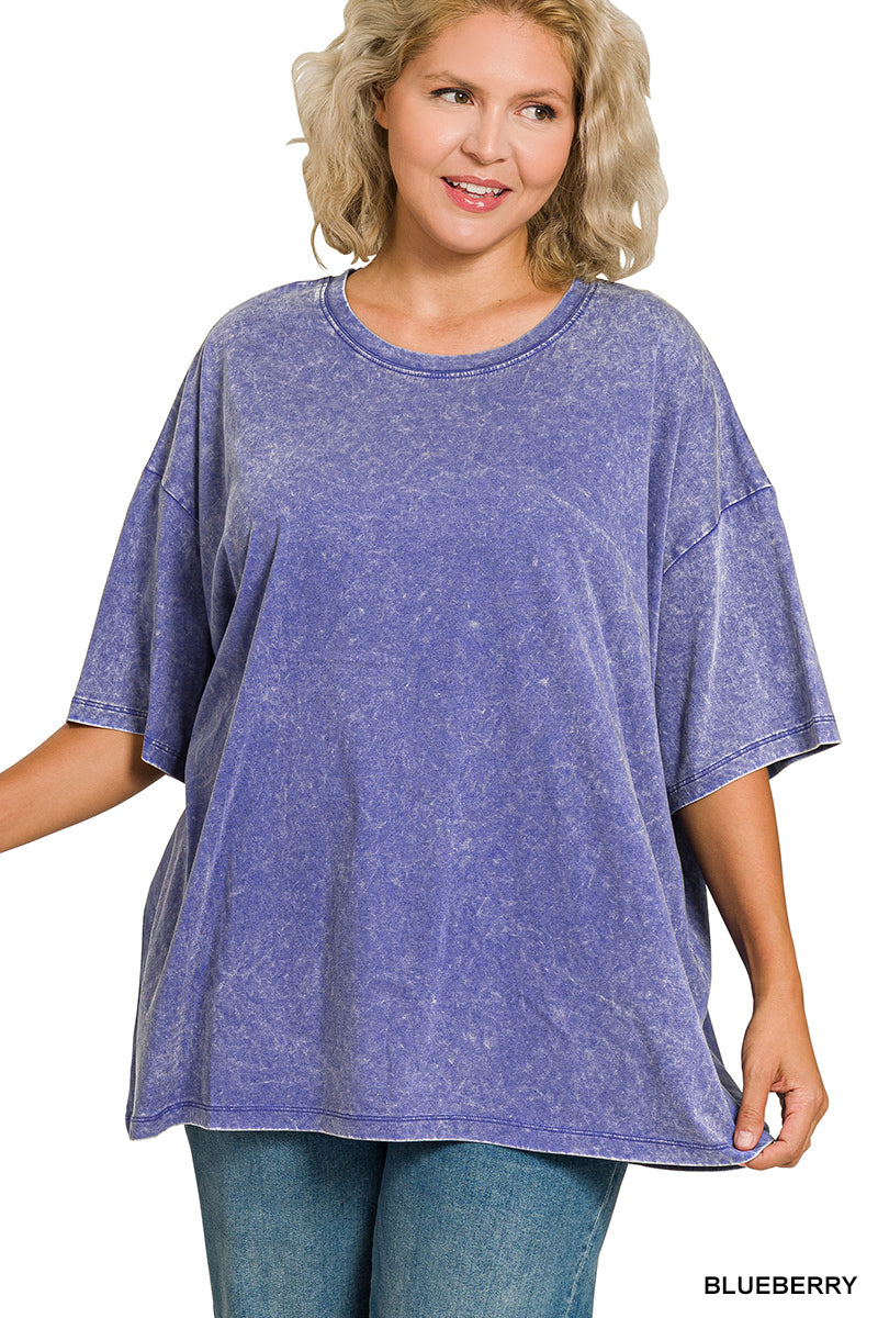 Plus Oversize Boyfriend Tee - Blueberry