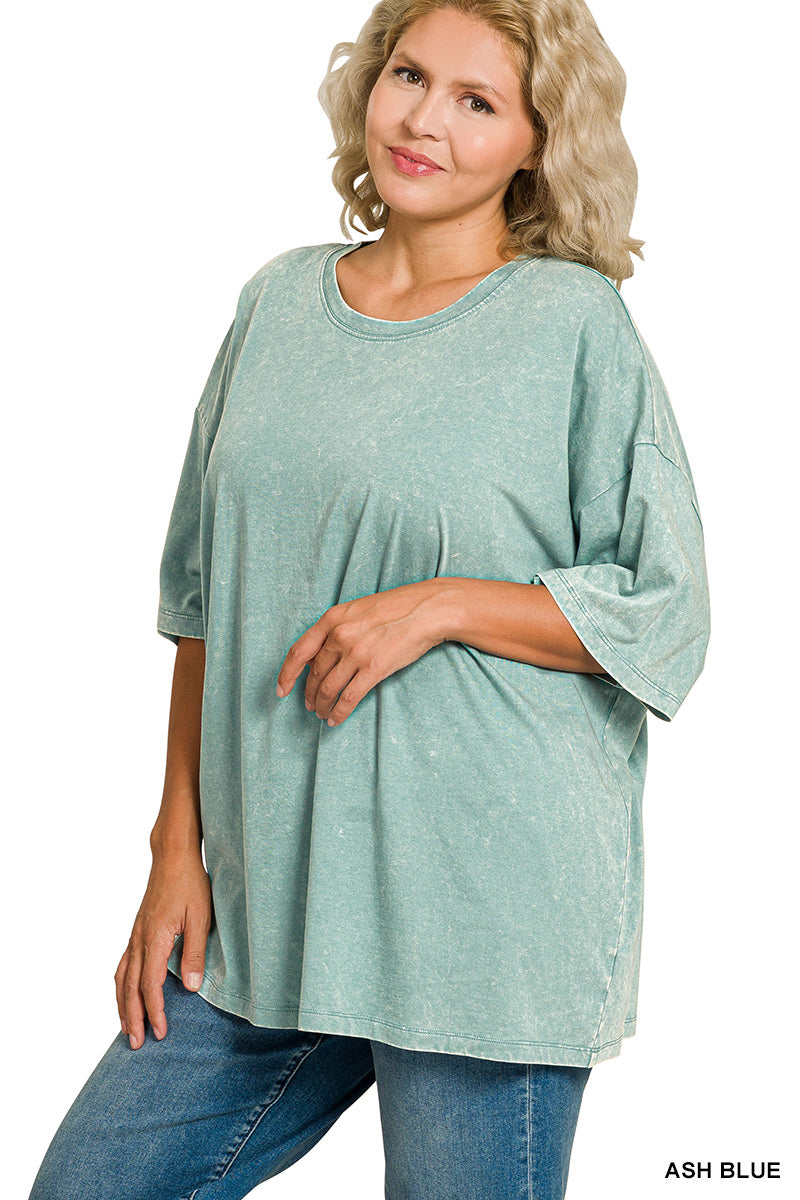 Plus Oversize Boyfriend Tee - Ash Blue