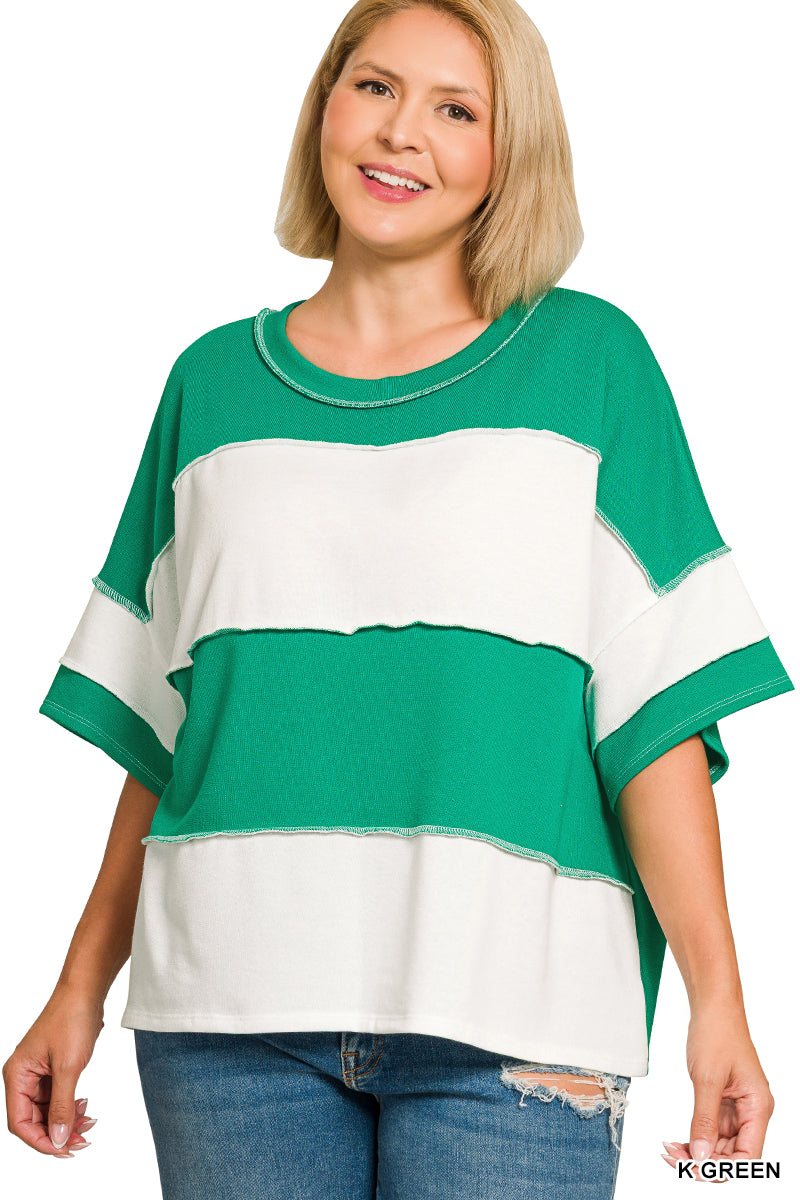 Plus Stripe Exposed Seam - K Green